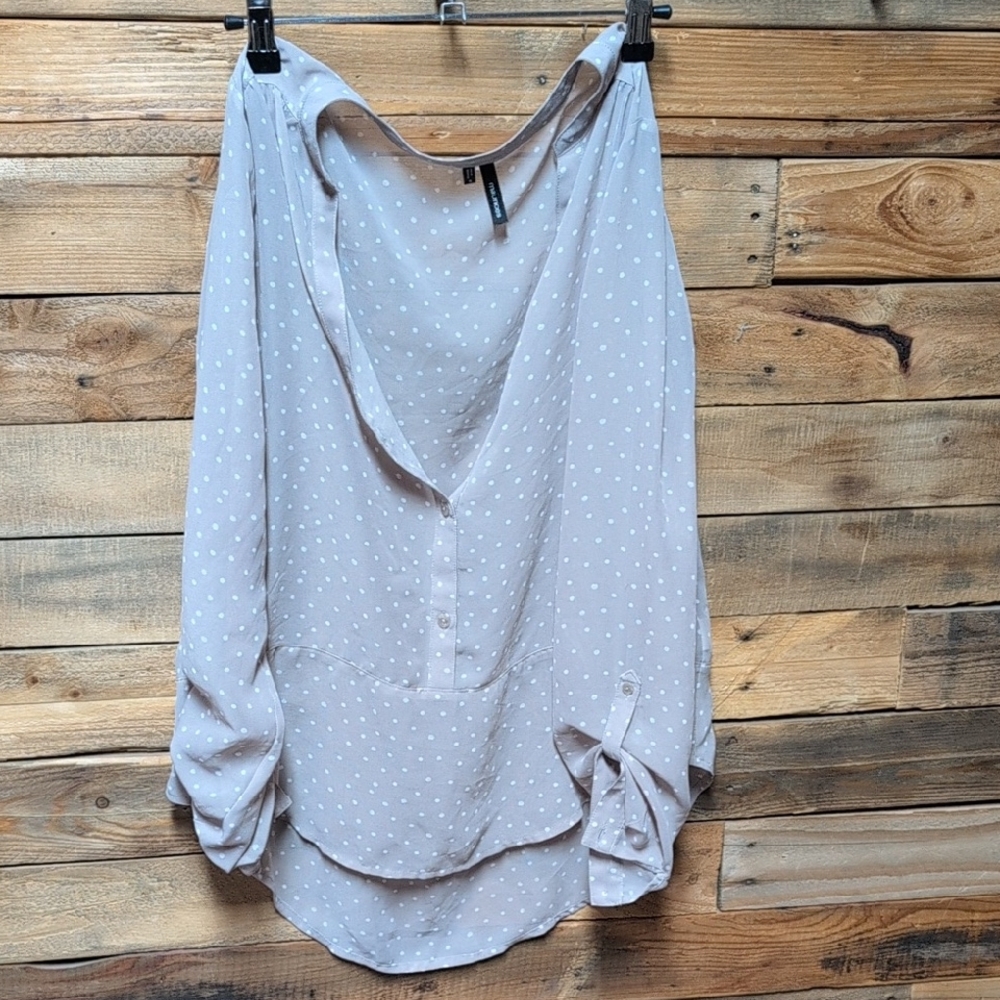Maurices Soft Gray Polka Dot Blouse Size S Cute Cheap